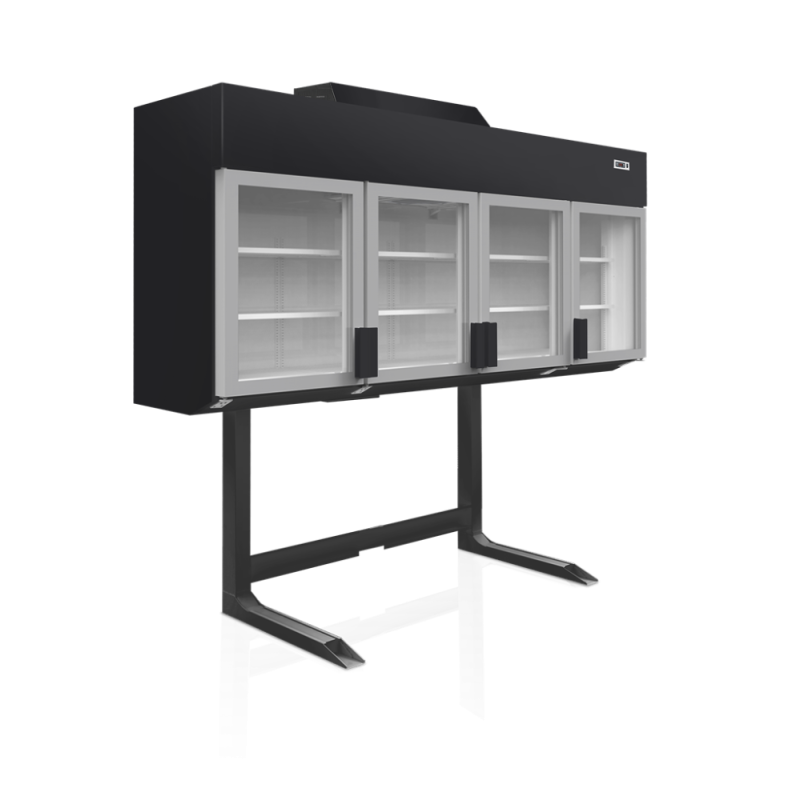 Ammattimainen musta seinäpakastin 650L TEFCOLD - 4 lasiovea