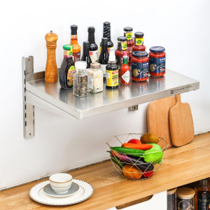 Etagère Murale en Inox sur Crémaillères - L 600 x P 400 mm - Dynasteel