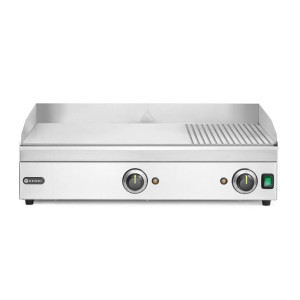 Platta Grill Professionell HENDI | Räfflad & Slät - Rostfritt Stål