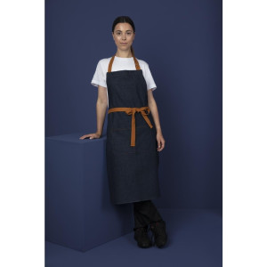 Serverförkläde i blå denim med bomullsband 1000 x 700 mm - Whites Chefs Clothing - Fourniresto