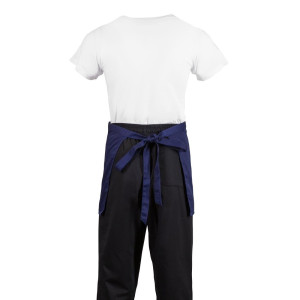 Short Navy Blue Polycotton Server Apron 373 x 750 mm - Whites Chefs Clothing - Fourniresto