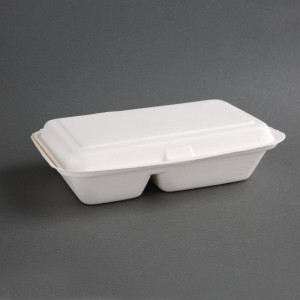 Laatikot 2 osastoa Bagasse Kompostoitavat 253 mm - Erä 200