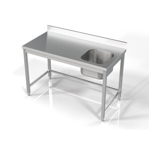 Ammattimainen ruostumaton teräsallas - Allas oikealla ja roiskesuoja - Combisteel