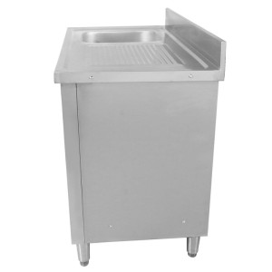 Meuble Plonge 1 Bac med Stänkskydd och 3 Lådor - 1200 x 600 mm - Diskho till Vänster - Dynasteel