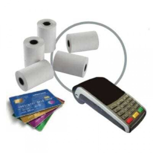 Förpackning med 50 rullar termiskt papper för kortterminaler - 57 x 40 x 12 mm