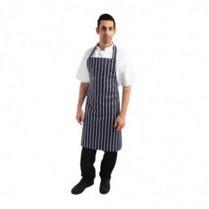 Ficklappsförkläde Randig Marinblå och Vit 965 x 710 mm - Whites Chefs Clothing - Fourniresto