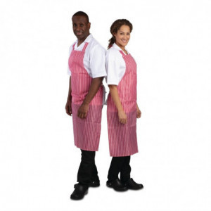 Esiliina, jossa on vettähylkivä raitakuvio punaisena ja valkoisena 1016 x 711 mm - Whites Chefs Clothing - Fourniresto