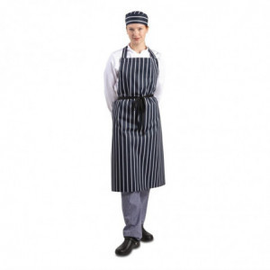 Esiliina Bavette Extra Long Ilman taskua Raidallinen Sininen ja Valkoinen - Whites Chefs Clothing - Fourniresto