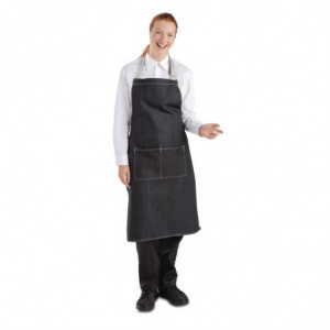 Fickförkläde Bavette Denim Svart Southside i Polybomull 700 x 1000 mm - Whites Chefs Clothing - Fourniresto