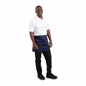 Kort servitörsförkläde i marinblått polybomull 373 x 750 mm - Whites Chefs Clothing - Fourniresto