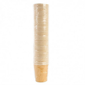 Engångsmuggar för varma drycker i brunt trä - 225 ml - Förpackning med 50 - Fiesta