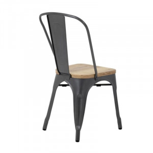 Teräksiset tuolit puuistuimella - Metallinharmaa - 4 kpl - Bolero