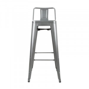 Höga barstolar i grå metall med ryggstöd - 4-pack - Bolero