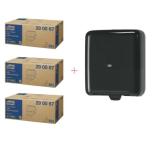 Starter Pack Jakelija käsipyyherullille TorkMatic Musta ja Advanced-pehmeät käsipyyherullat